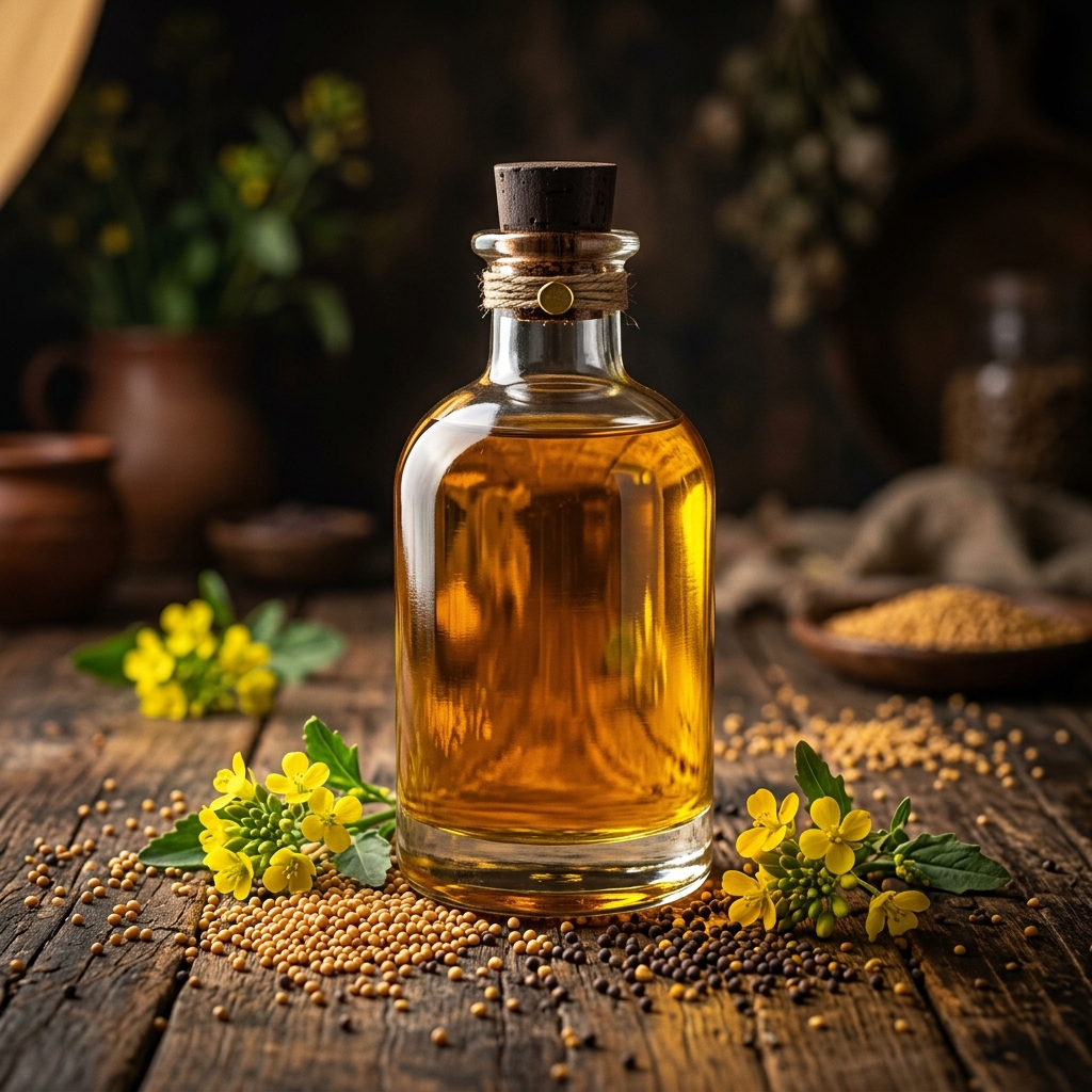 Pure mustard oil bottle